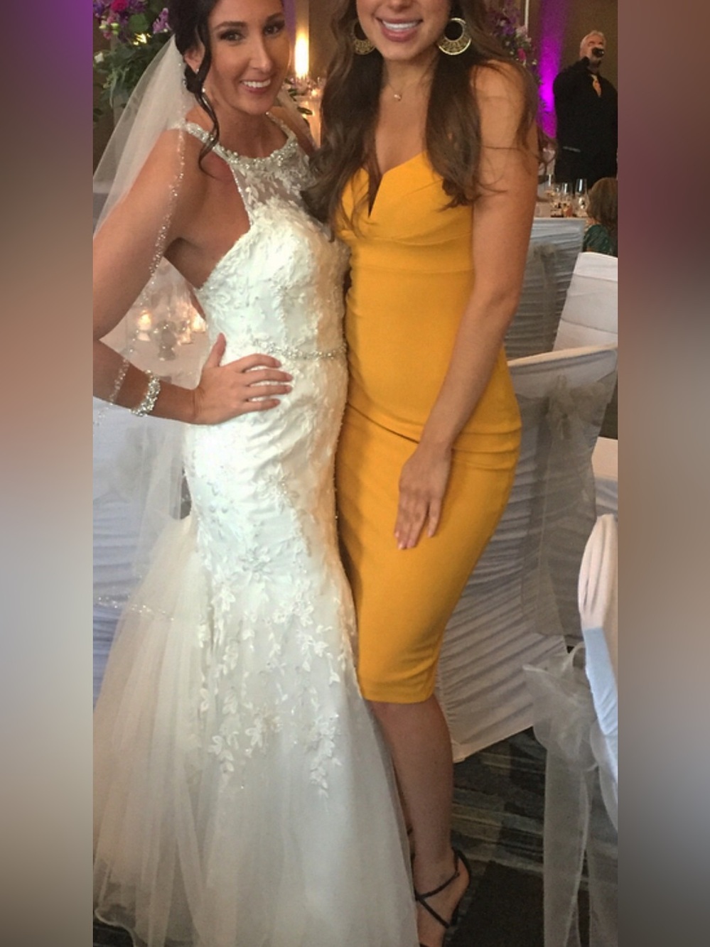 Hot Miami Styles Mustard Yellow V-Neck Midi Dress